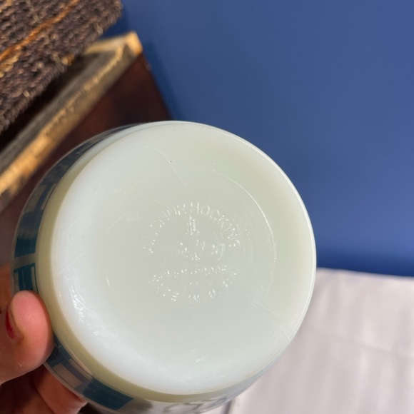 2 vintage Fire King Anchor Hocking Rare Blocks  blue and green Milk Glass 5” - Picture 7 of 14